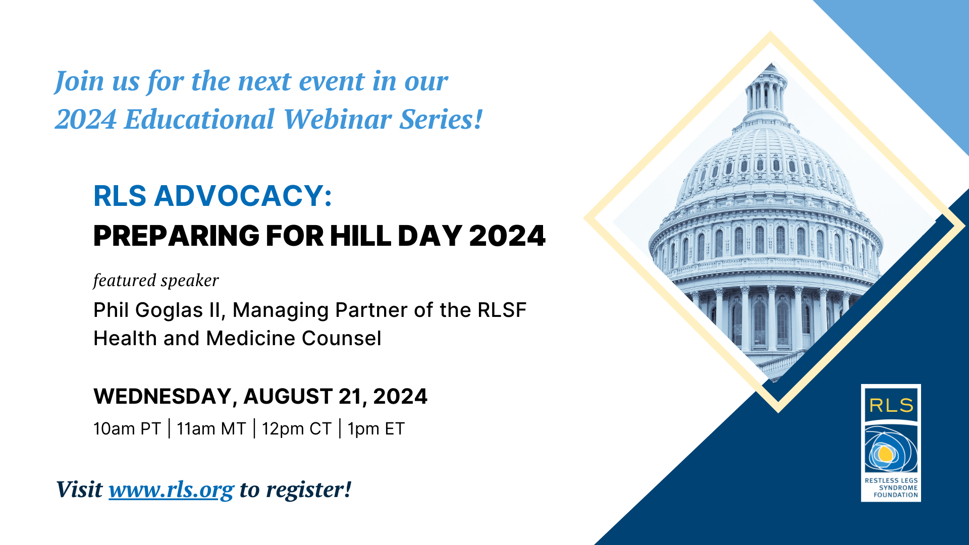 August Webinar - RLS Advocacy: Preparing for Hill Day 2024